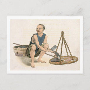 Carte Postale A Fishmonger, plate 39 from 'The Costumes of China