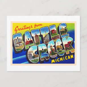 Carte postale à grandes lettres de Battle Creek Mi