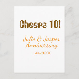Carte Postale À la 10e anniversaire de mariage marron orange 