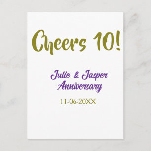 Carte Postale À la 10e anniversaire de mariage violet doré na