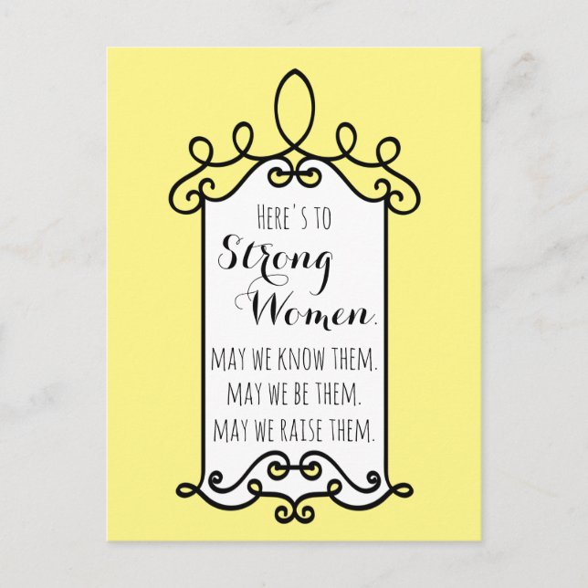 Carte Postale À la femme forte Cadre jaune motivationnel (Devant)
