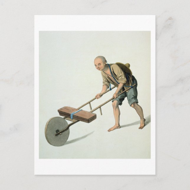Carte Postale A Labourer, plate 27 from 'The Costume of China', (Devant)
