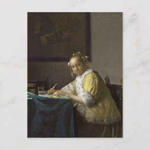 Carte Postale A Lady Writing, c. 1665 (huile sur toile)
