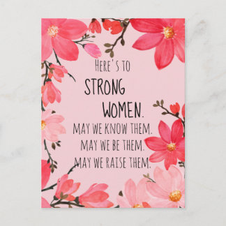 Carte Postale À l'honneur des femmes fortes Fleurs rouges et ros
