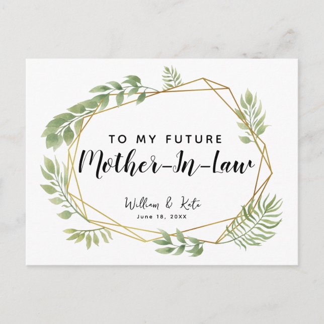 Carte Postale À ma future belle-mère feuille de verdure (Devant)