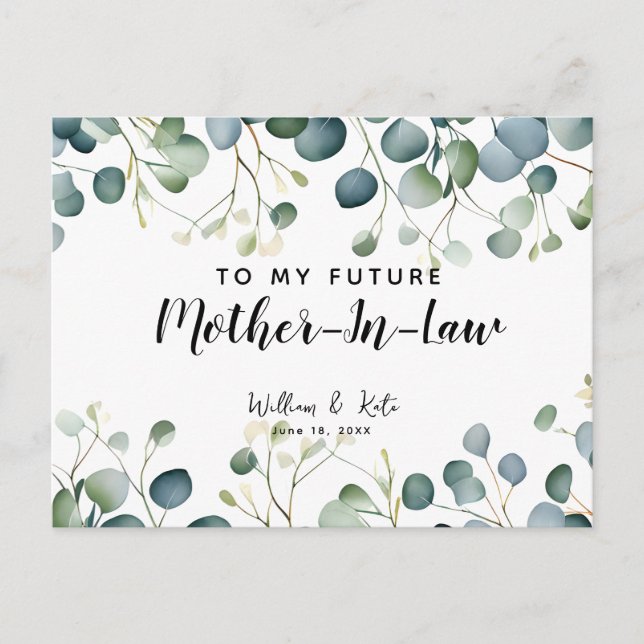 Carte Postale À ma future belle-mère verdure eucalyptus (Devant)