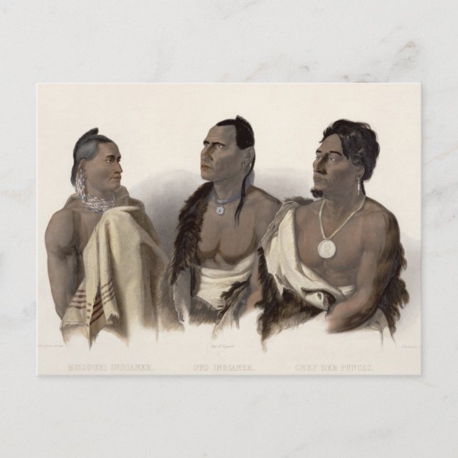 Carte Postale A Missouri Indian, à Oto Indian et au chef (Devant)