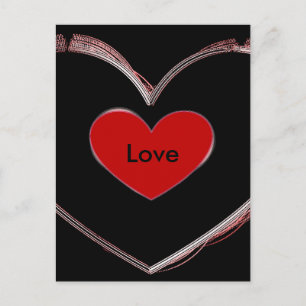 Carte postale à motif d'amour Pop Art à cœur rouge