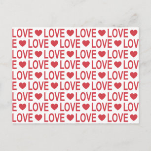 Carte postale à motif d'amour rouge