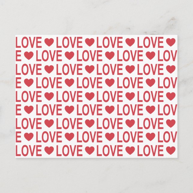 Carte postale à motif d'amour rouge (Devant)