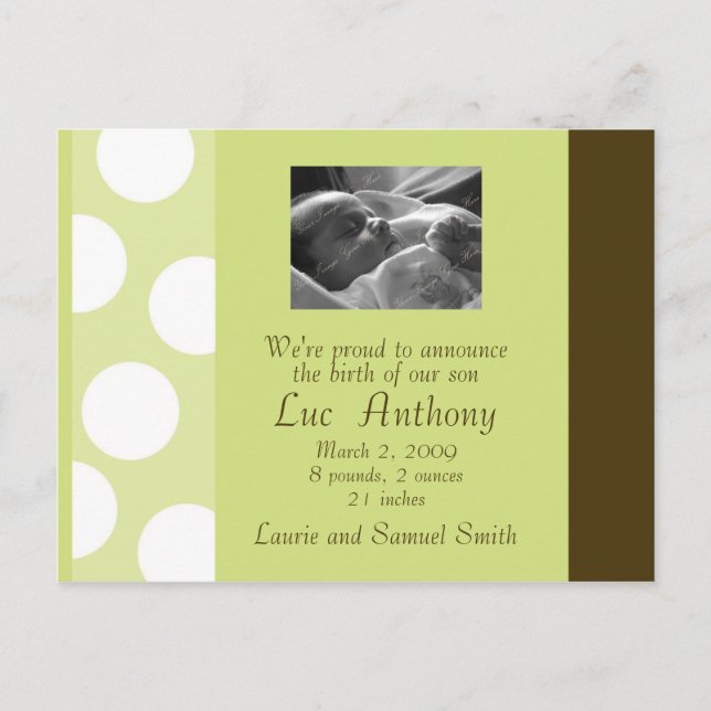 Carte postale à points verts marron blanc (personn (Devant)