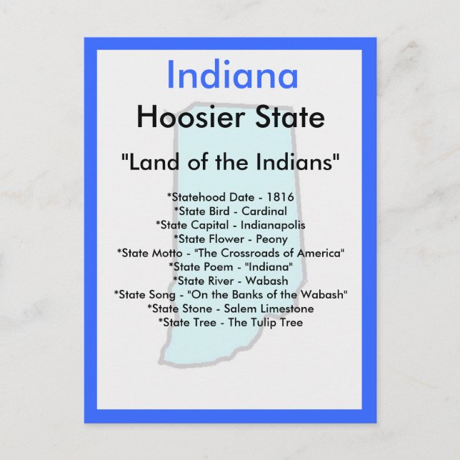 Carte Postale A propos de Indiana (Devant)