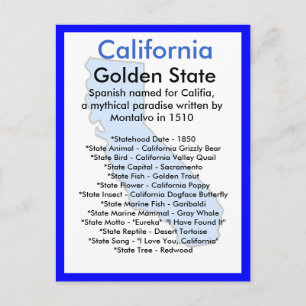 Carte Postale À propos de la Californie