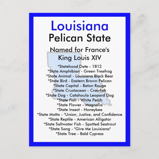 Carte Postale À propos de la Louisiane (Devant)