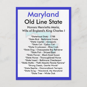 Carte Postale À propos du Maryland