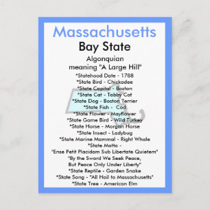 Carte Postale À propos du Massachusetts
