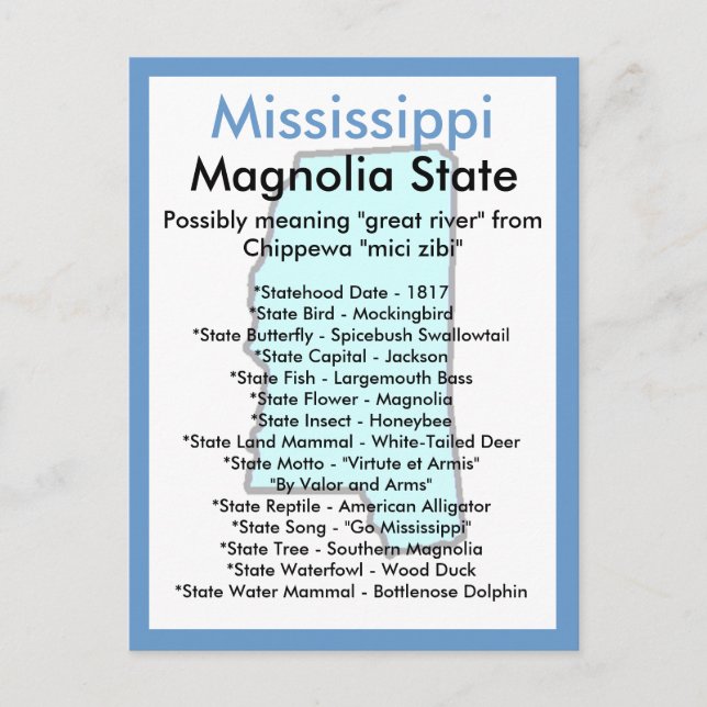 Carte Postale À propos du Mississippi (Devant)