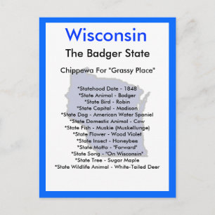 Carte Postale À propos du Wisconsin