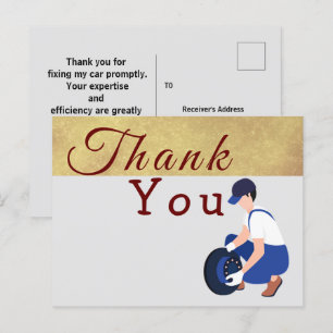 Carte Postale À remercier pour un mécanicien