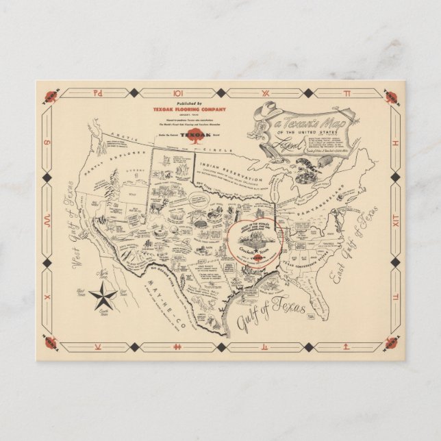 Carte Postale A Texan's Map of the United States (Devant)