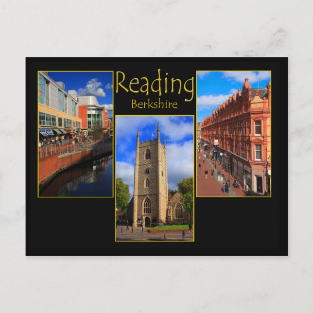Carte postale à trois vues de Reading, Berkshire A (Devant)
