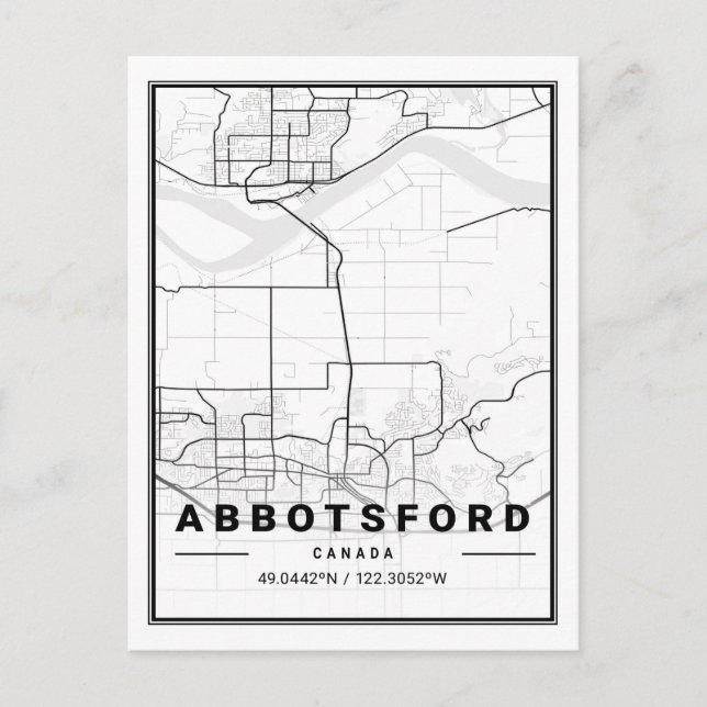 Carte Postale Abbotsford Colombie-Britannique Plan de la ville d (Devant)