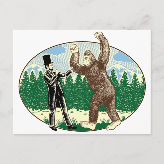 Carte Postale ABE LINCOLN : SASQUATCH HUNTER - Funny Bigfoot Log (Devant)