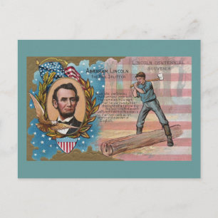 Carte Postale Abe Lincoln Splitting Rails Centennial Souvenir