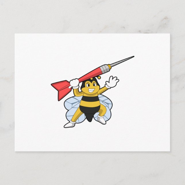 Carte Postale Abeille aux fléchettes avec fléchette.PNG (Devant)
