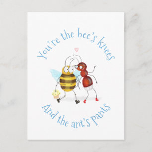 Carte postale abeille genoux et fourmi pantalons