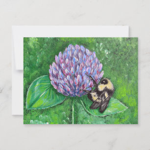Carte Postale Abeille sur la peinture du trèfle pourpre
