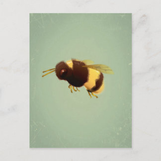 Carte Postale Abeille vintage sur Motif Arrière - plan vert