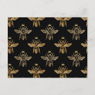 Carte Postale Abeilles royales d'or sur noir