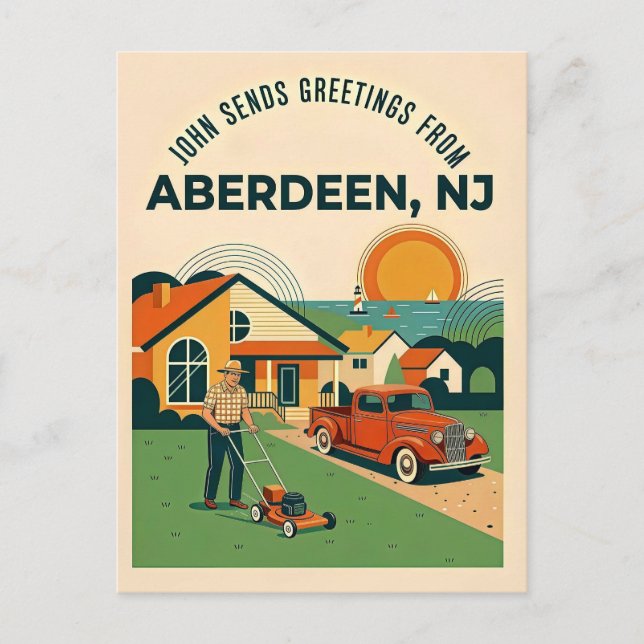 Carte Postale Aberdeen NJ Retro (Devant)