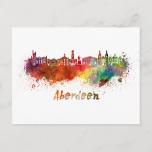 Carte Postale Aberdeen skyline en aquarelle