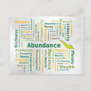 Carte Postale Abondance Mot Cloud Vert Jaune Couleurs