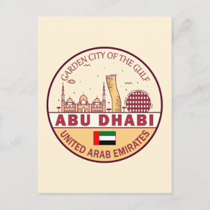 Carte Postale Abou Dhabi Émirats arabes unis Emblem Skyline