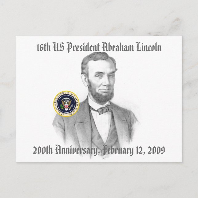 Carte Postale Abraham Lincoln 200e anniversaire Commémoration (Devant)