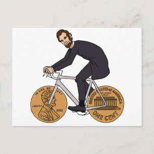 Carte Postale Abraham Lincoln Sur Un Vélo Avec Bouteille De Joue