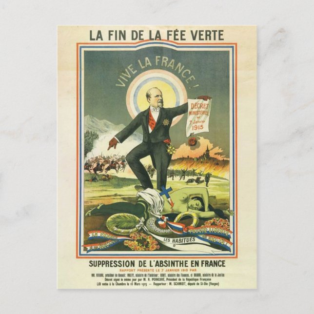 Carte postale Absinthe Ban France (Devant)