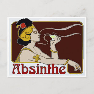 Carte Postale Absinthe, Femme Sirotant