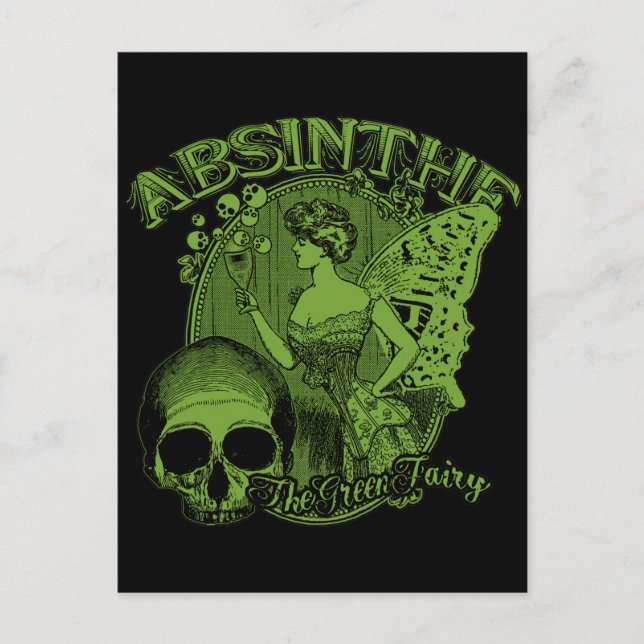 Carte Postale Absinthe Green Fairy Lady (Devant)