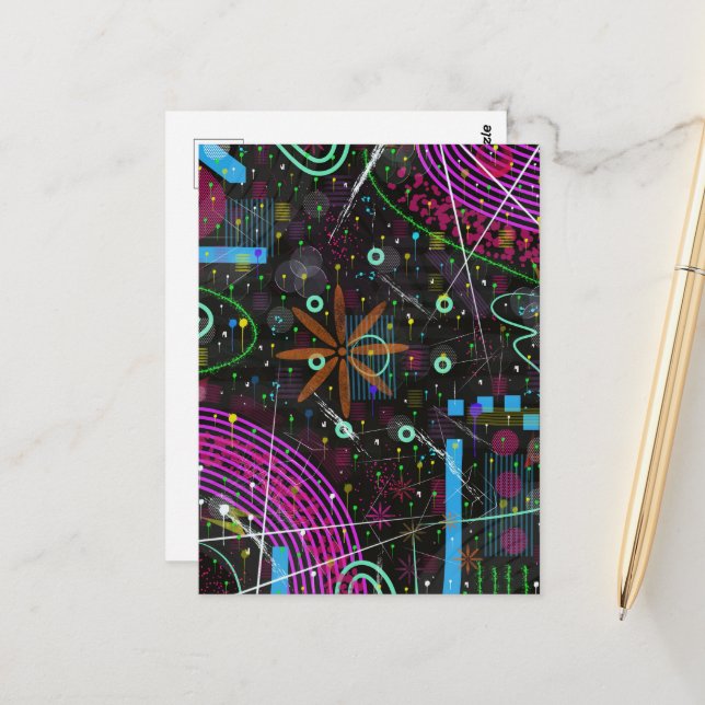 Carte Postale Abstract Art: Satellite  (Devant/Arrière en situation)