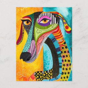 Carte Postale Abstract pop-art dog faces in cheerful colors