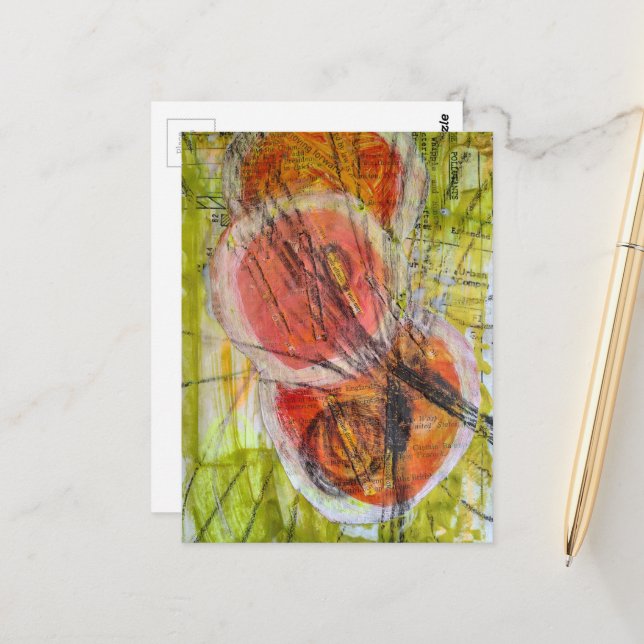 Carte Postale abstract words collage  (Devant/Arrière en situation)