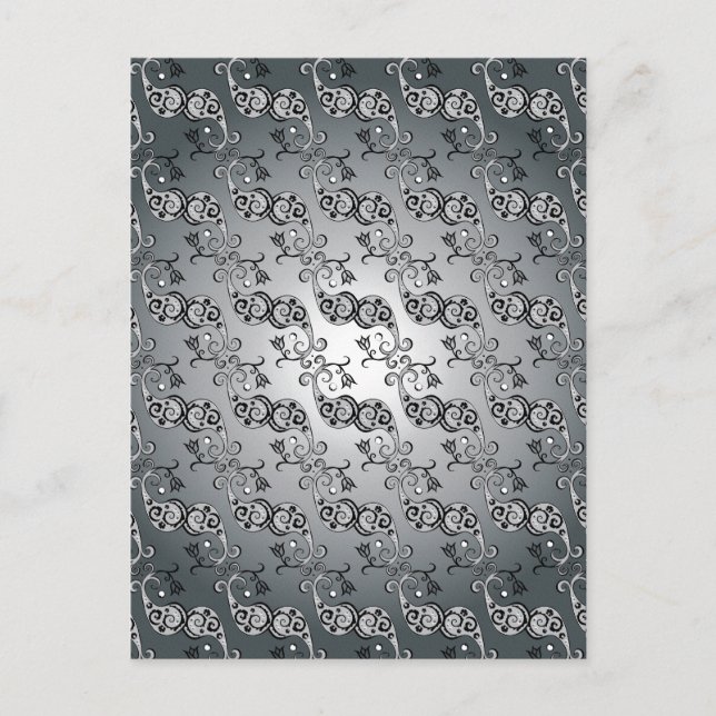 Carte Postale Abstrait Argent et noir Tulip Motif à la fois (Devant)