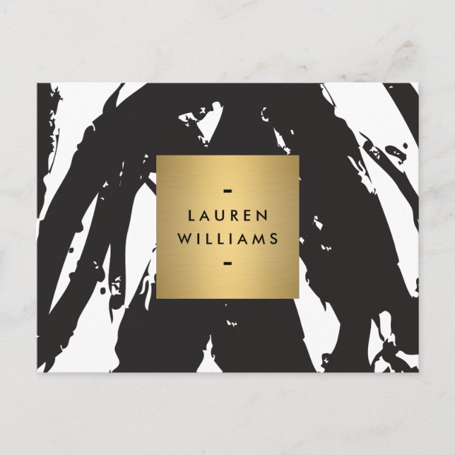 Carte Postale Abstrait Brosse noire avec logo Gold Name (Devant)