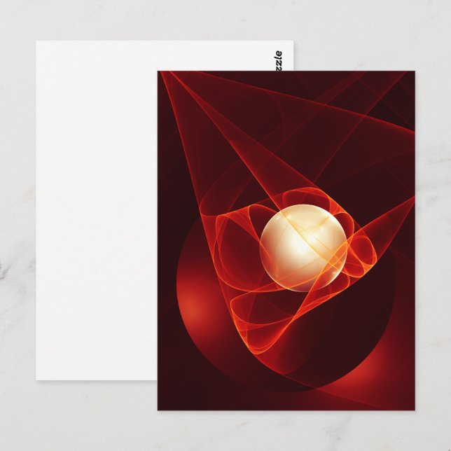 Carte Postale Abstrait Crème rouge moderne Imaginaire Fractal Ar (Devant / Derrière)
