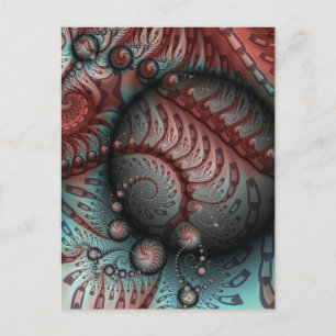 Carte Postale Abstrait Fantaisie Vive Art Fractal Brun Bleu