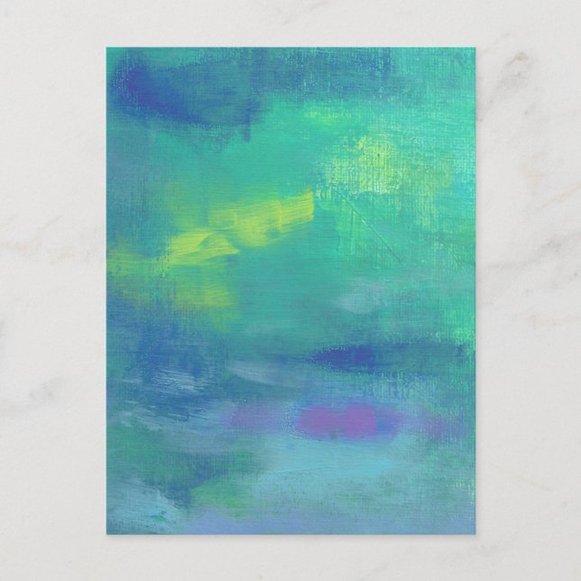 Carte Postale Abstrait gai dans Aqua Greens and Blues (Devant)